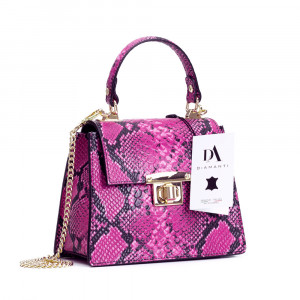 Geanta dama piele naturala cu textura sarpe DiAmanti Adele Snake Fucsia